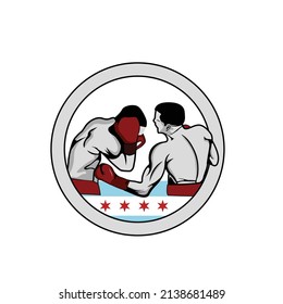 body shot boxing logo design icon vector