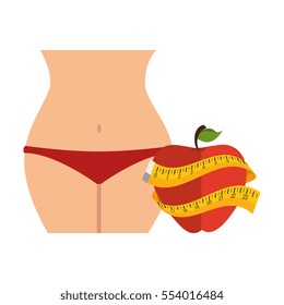 body silhouette with apple fruit