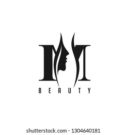 Body Silhouette and Face in the Middle Letter M.