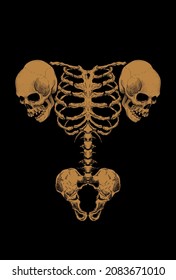 Body skull artwork illustration hand drawing