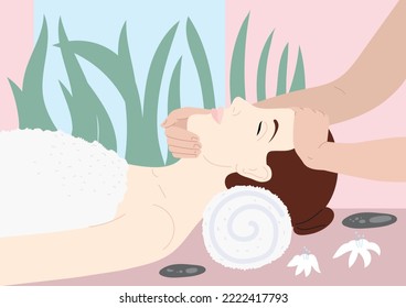 Body spa. Facial massage with hands. Manual sculpting face massage in the spa salon