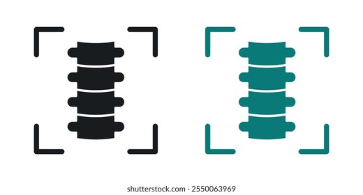 Body spine scan icon set in black and colored version