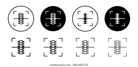 Escáner de la columna vertebral del cuerpo. escáner de rayos X para el dolor de espalda o dolor en la columna vertebral humana. costillas resonancia magnética o Vector radiológico