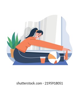 Body stretching by girl yoga illustration