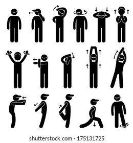 Body Stretching Exercise Stick Figure Pictogram Icon