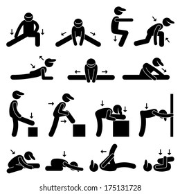 Body Stretching Exercise Stick Figure Pictogram Icon