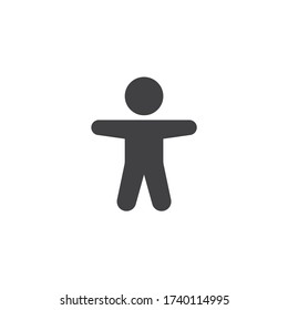 Body stretching exercise vector icon. filled flat sign for mobile concept and web design. Side arm exercise glyph icon. Symbol, logo illustration. Vector graphics