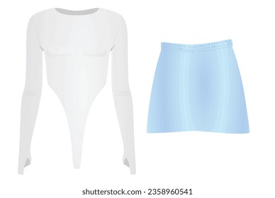 Traje corporal y minifalda. vector