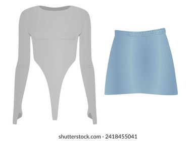 Body suit and mini skirt. vector