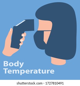 Body Temperature Check. Covid-19 Outbreak. Illustration vector