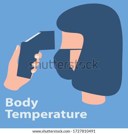 Body Temperature Check. Covid-19 Outbreak. Illustration vector