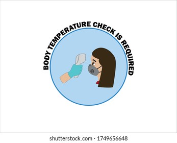 Body Temperature Check Is Required Cartoon Girl Vector Illustration.  