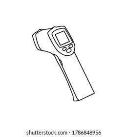 Body temperature check use gun scanner digital thermometer or contactless infrared thermometer for covid-19 outbreak. Illustration showing body temperature check icon. vector in white background
