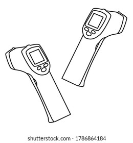 Bei der Körpertemperaturkontrolle wird das digitale Thermometer des Kanonenscanners oder das berührungslose Infrarot-Thermometer verwendet. Rahmenvektor