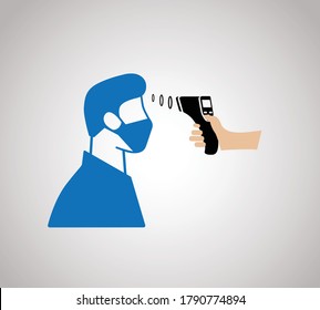 Body temperature check use gun scanner digital thermometer icon.or contactless infrared thermometer for covid-19 outbreak. Illustration showing body temperature check icon. vector in white background.