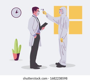 Body temperature check Vector illustration