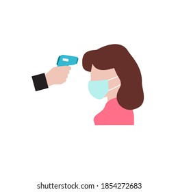 Body temperature checking,Sign During Covid-19 Outbreak,woman check temperature vector illustration