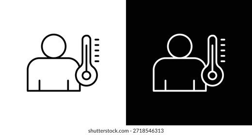 Icono de temperatura corporal en diseño de línea. Iconos de trazo editables.