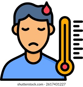 Body Temperature Icon Lineal Color Vector Illustration