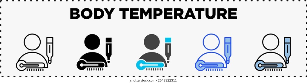 Body Temperature Icon Set Line Glyph