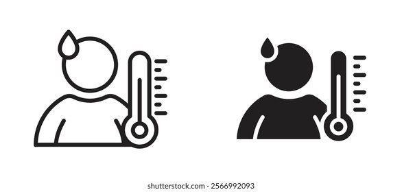 Body temperature icons in outline and fill. vector illustration for ui.