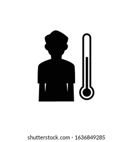 Body temperature measuring icon vector on white