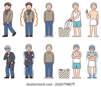 Regulación de la temperatura corporal para hombres mayores en invierno
