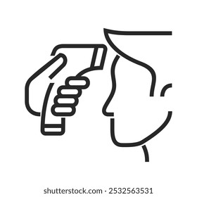 Body temperature screening device - checker tool. Icon in simple style and bold line