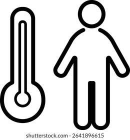 Body temperature thermometer line icon