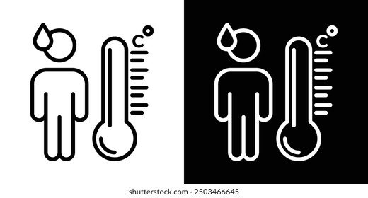 Body temperature thin line vector icon set.