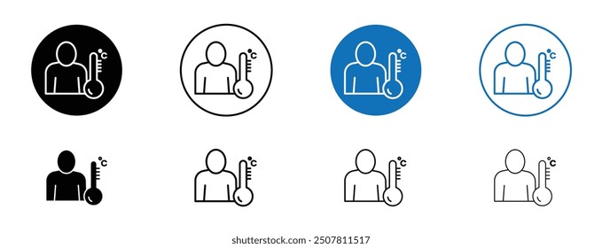 Icono de Vector de temperatura corporal en colores negro y azul