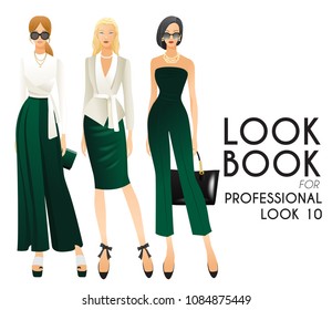 Body Template with Outfits and Accessories for Professional Look : Vector Illustration