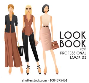 Body Template with Outfits and Accessories for Professional Look : Vector Illustration