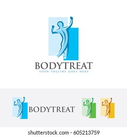 Body treatment logo design. Orthopedic, Backbone and Chiropractic clinic logo concept. Vector logo template