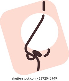 Body treatment nose piercing, illustration or icon, vector on white background.