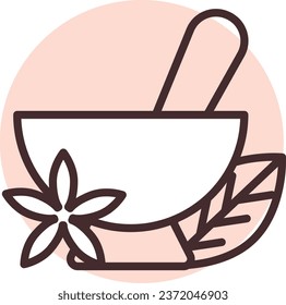 Body treatment spa, illustration or icon, vector on white background.