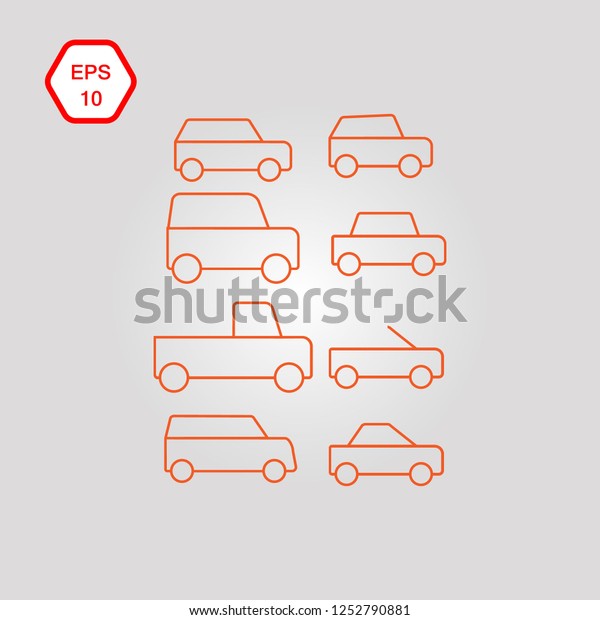 Body types icons sedan, coupe,\
minibus, station wagon. Icon Flat Design. Vector\
illustration