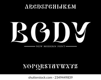 BODY, unique geometric circular display and minimalist style font vector set.