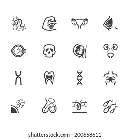 body vector black icon set on white background