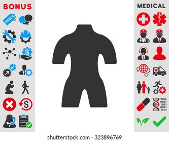 Body vector icon. Style is bicolor flat symbol, blue and gray colors, rounded angles, white background.