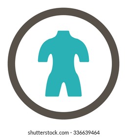 Body vector icon. Style is bicolor flat rounded symbol, grey and cyan colors, rounded angles, white background.