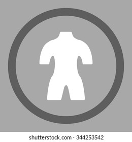 Body vector icon. Style is bicolor flat rounded symbol, dark gray and white colors, rounded angles, silver background.