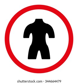 Body vector icon. Style is bicolor flat rounded symbol, intensive red and black colors, rounded angles, white background.