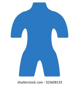 Body vector icon. Style is flat symbol, smooth blue color, rounded angles, white background.