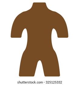 Body vector icon. Style is flat symbol, brown color, rounded angles, white background.