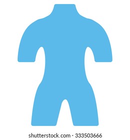 Body vector icon. Style is flat symbol, blue color, rounded angles, white background.