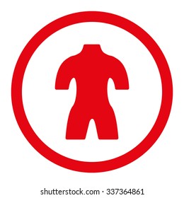 Body vector icon. Style is flat rounded symbol, red color, rounded angles, white background.