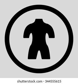 Body vector icon. Style is flat rounded symbol, black color, rounded angles, light gray background.