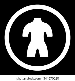 Body vector icon. Style is flat rounded symbol, white color, rounded angles, black background.