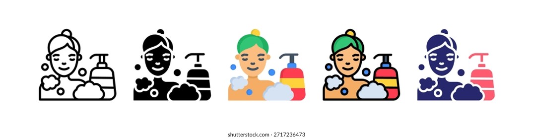 Lavado de cuerpo Icono de Estilo Múltiple Set Colección..